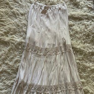 White flowy maxi skirt